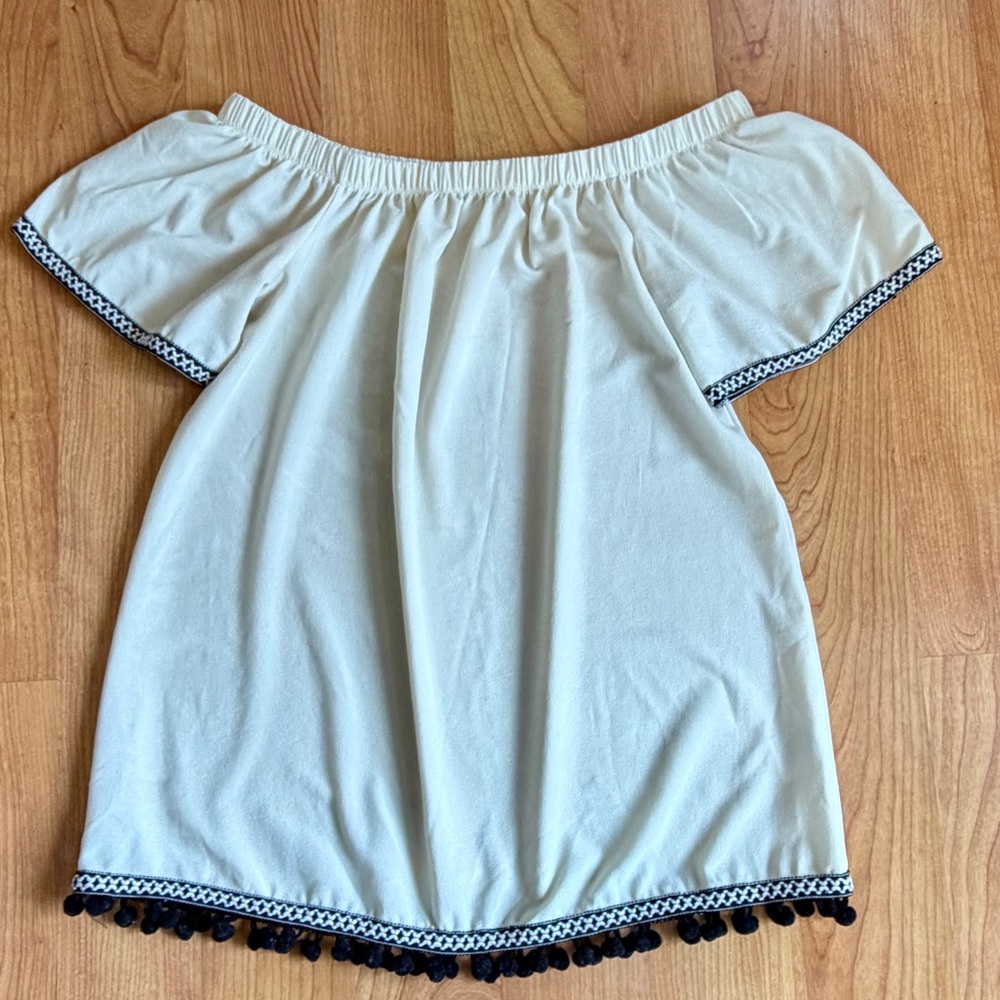 Anthropologie Paper Crane Women’s Off The Shoulder Cream Boho Peasant Top Size S - Picture 2 of 9